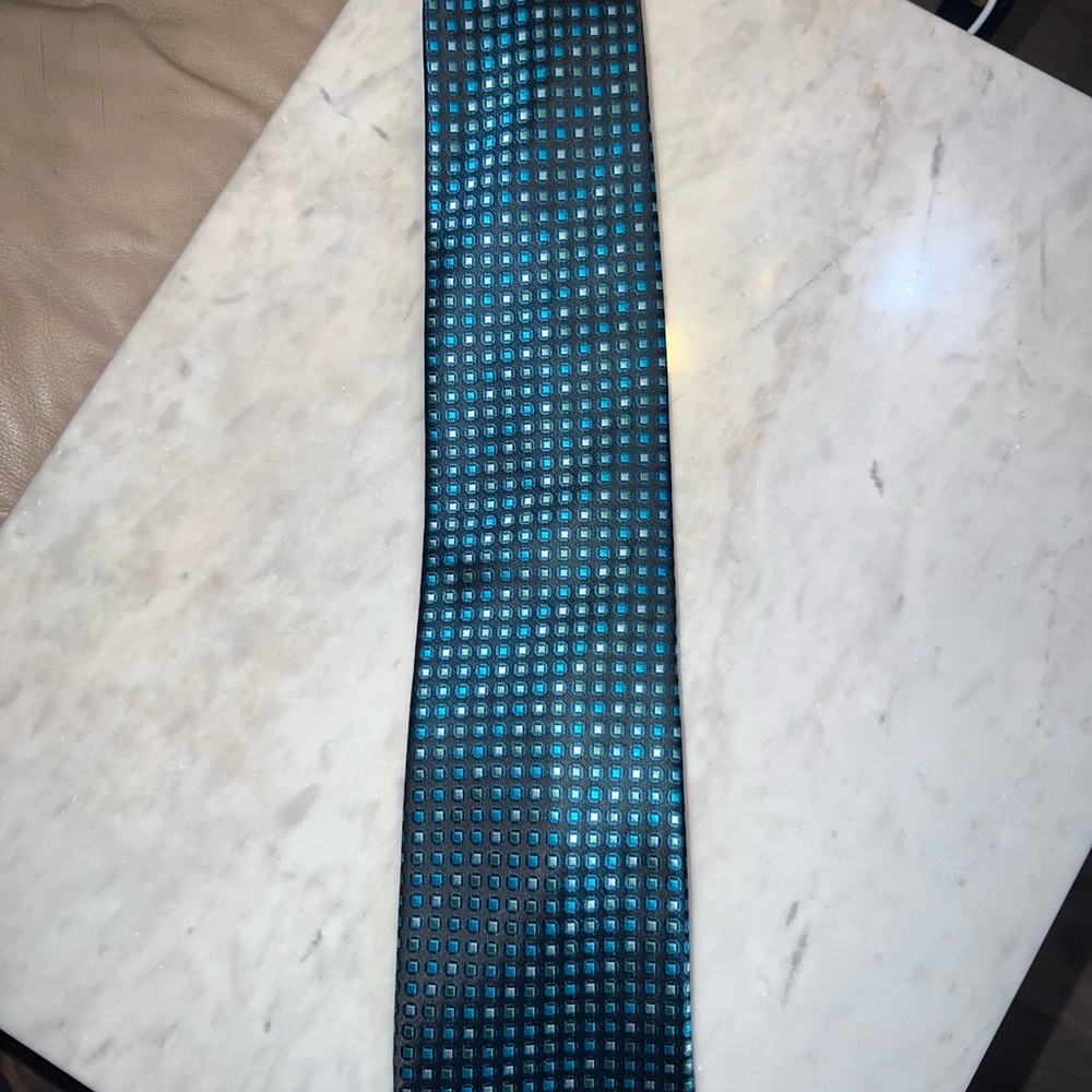 Van Heusen Teal and Black Checkered Tie
